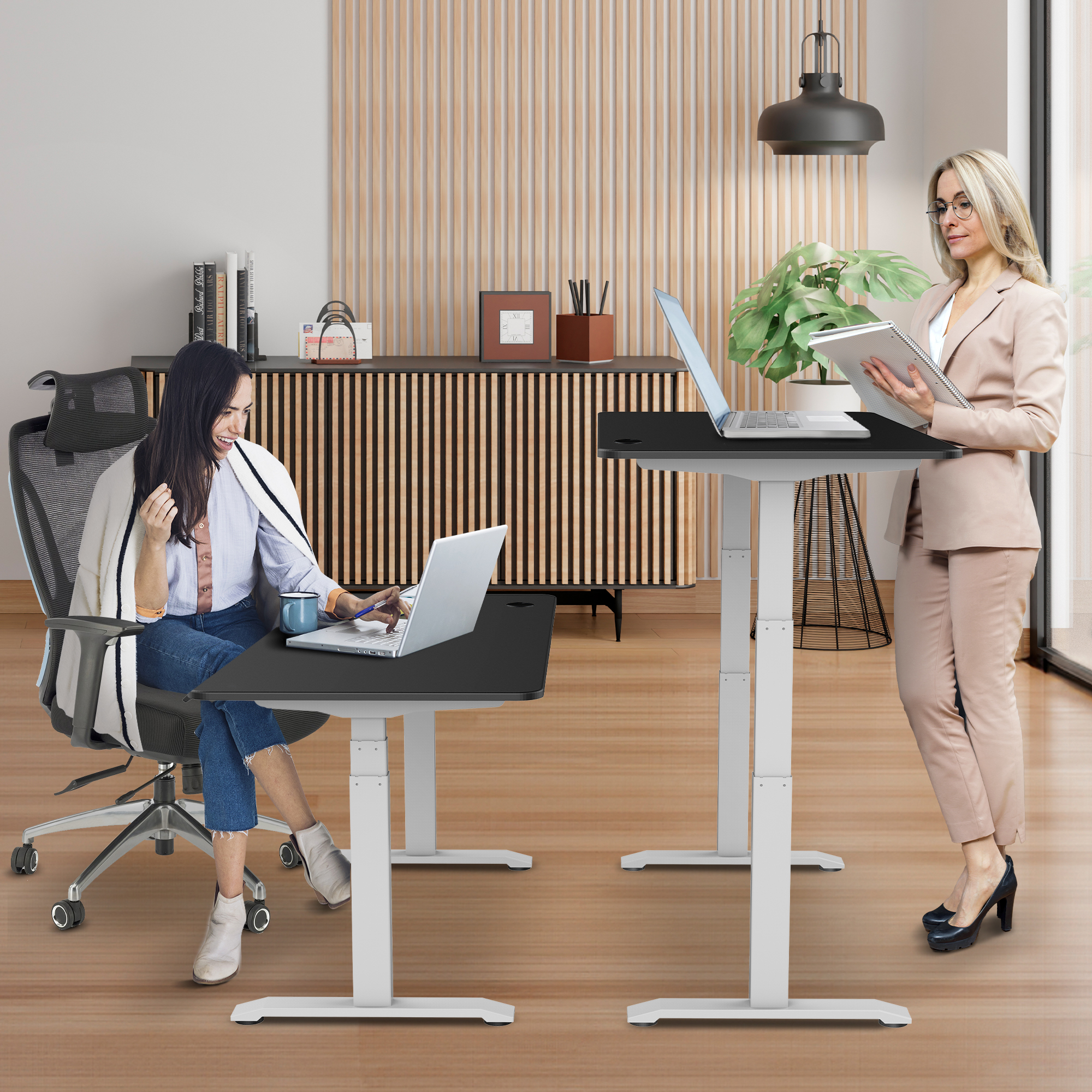 E-dual elektrisch zit-sta bureau 140x70