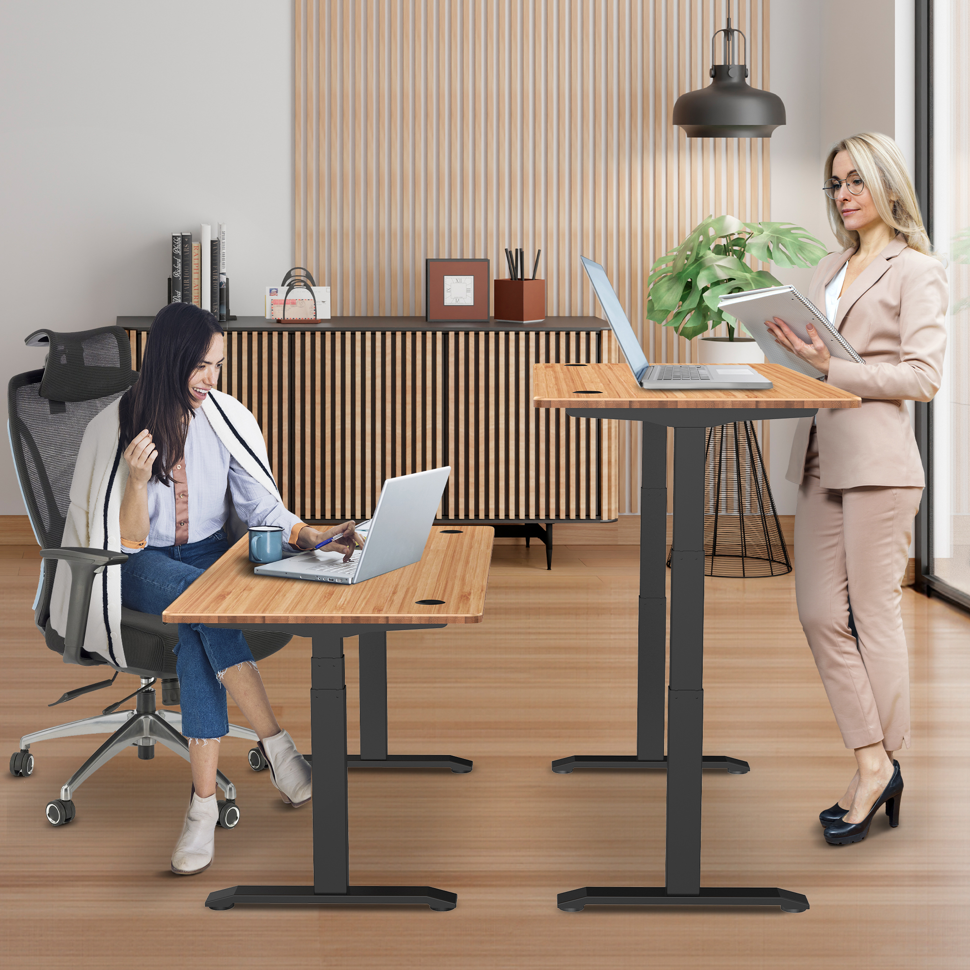 E-dual elektrisch zit-sta bureau 140x70