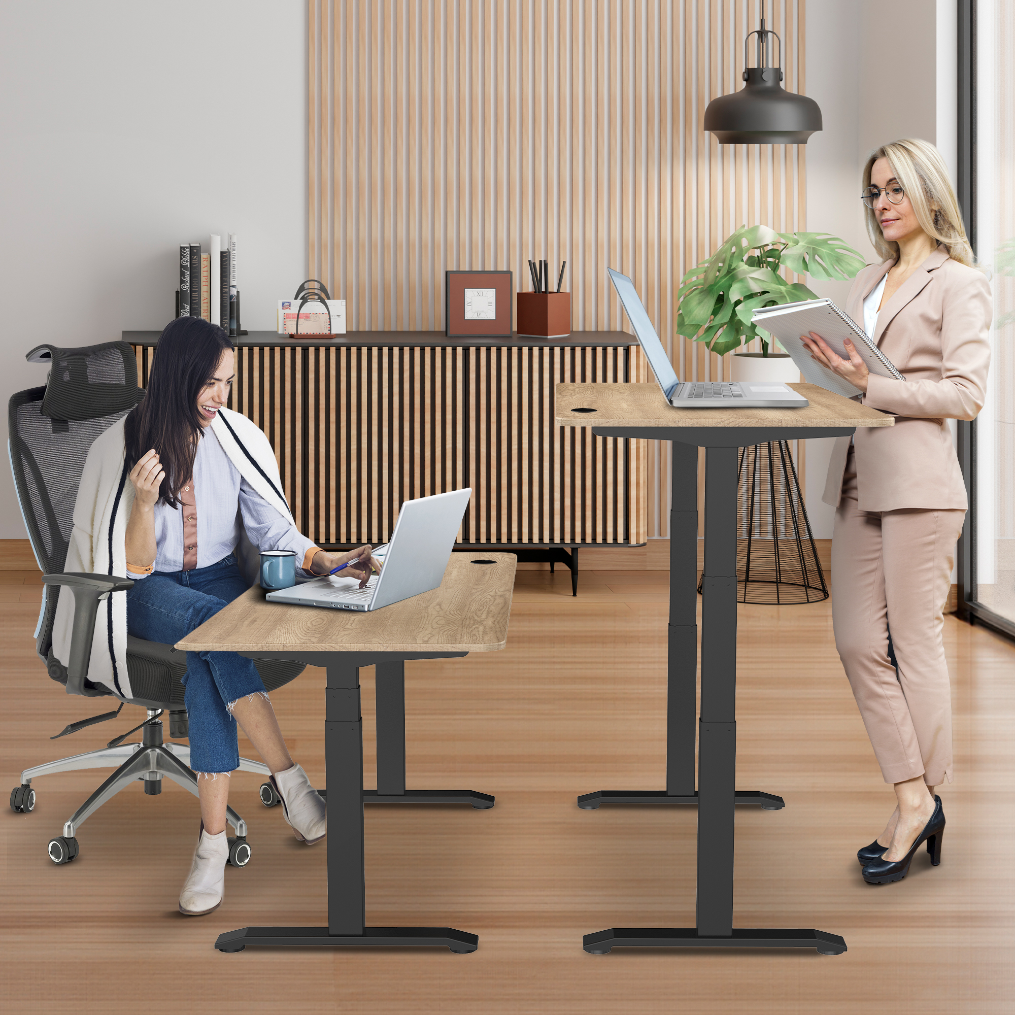E-dual elektrisch zit-sta bureau 140x70