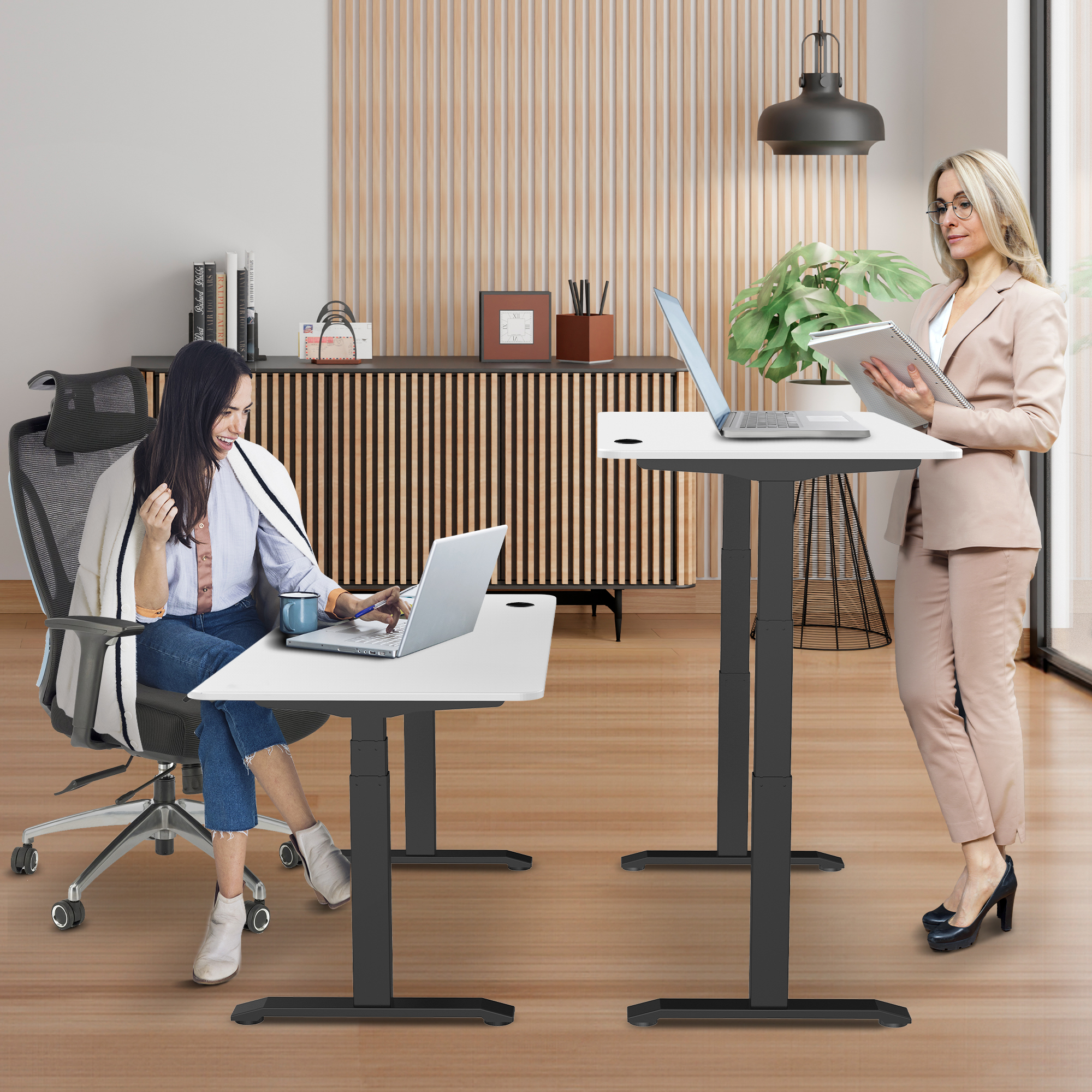 E-dual elektrisch zit-sta bureau 140x70