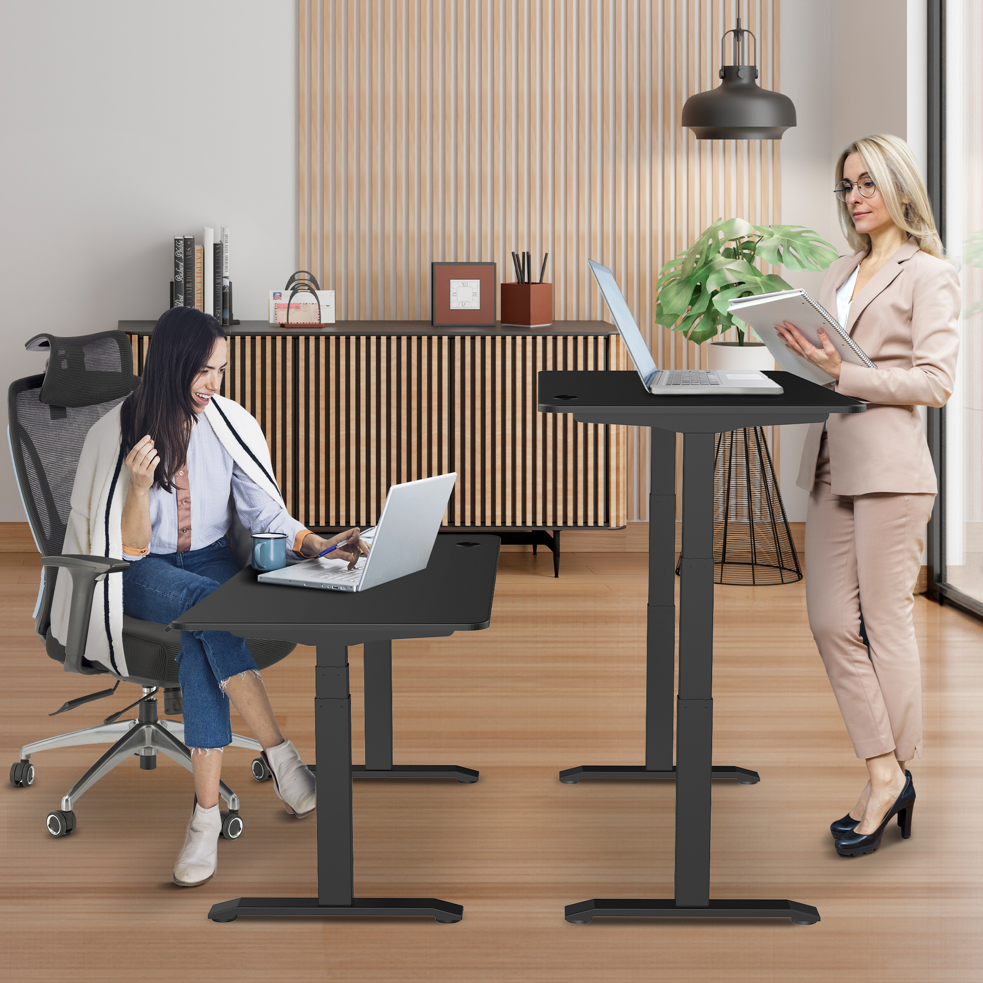 E-dual elektrisch zit-sta bureau 140x70