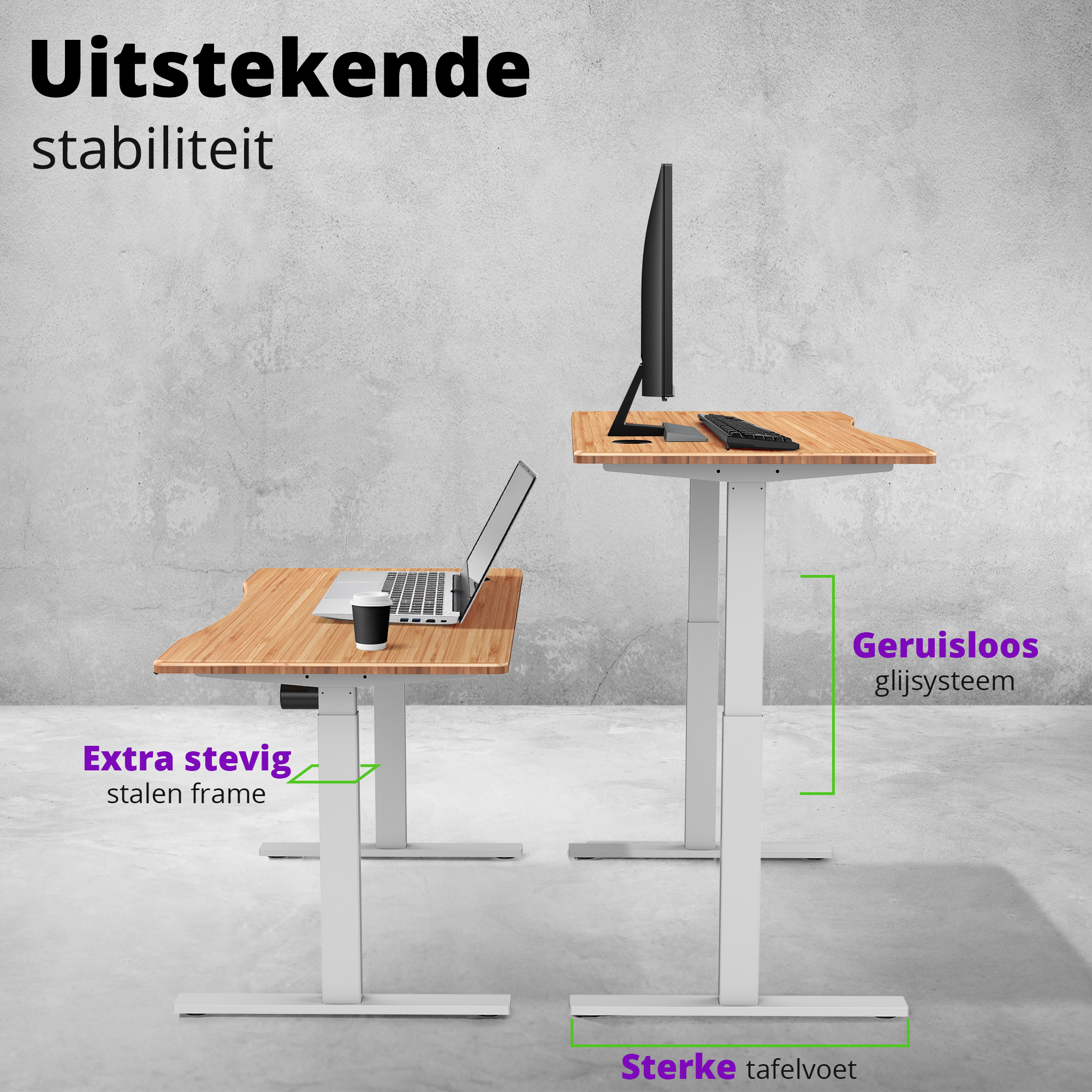 E-base elektrisch zit-sta bureau 140x70