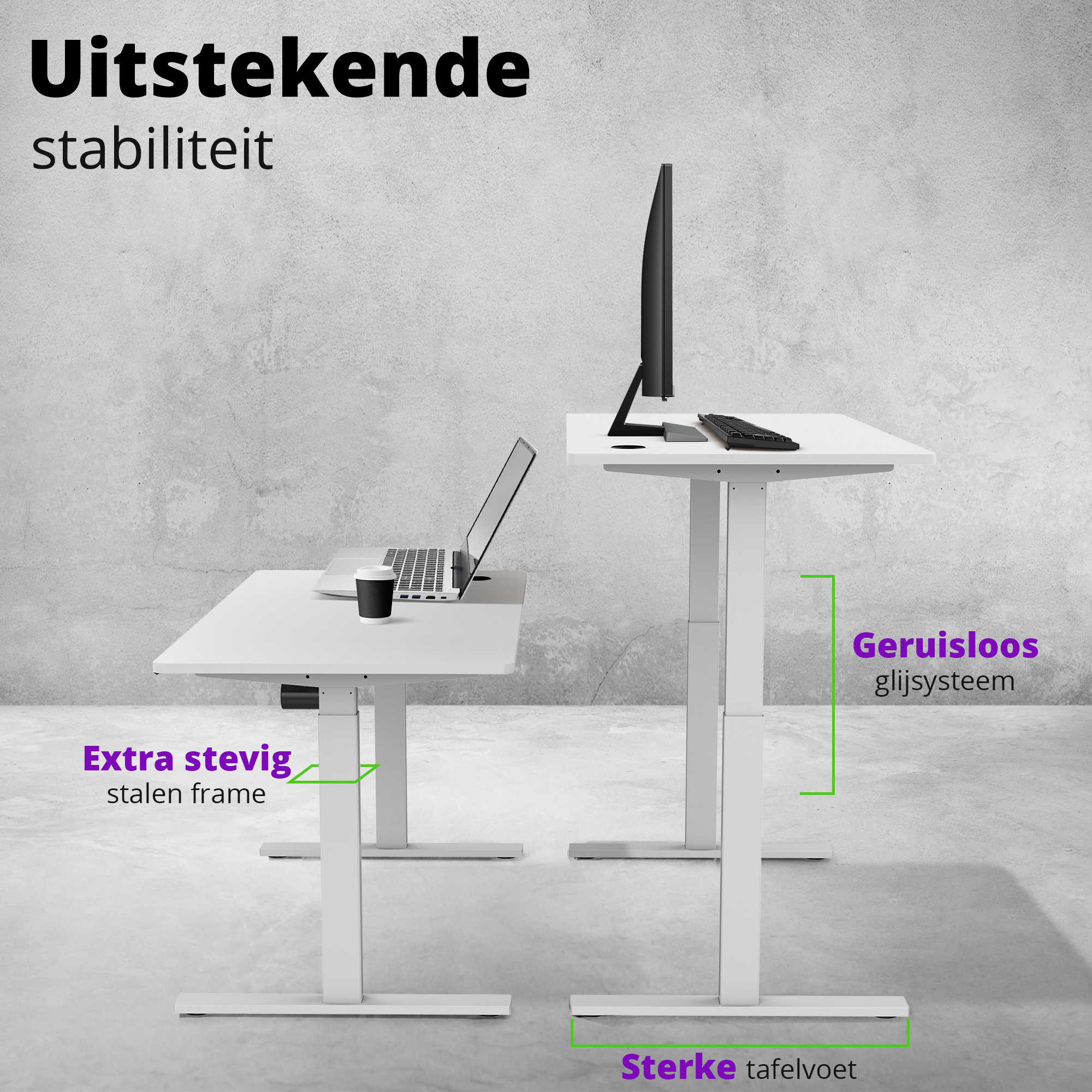 E-base elektrisch zit-sta bureau 140x70