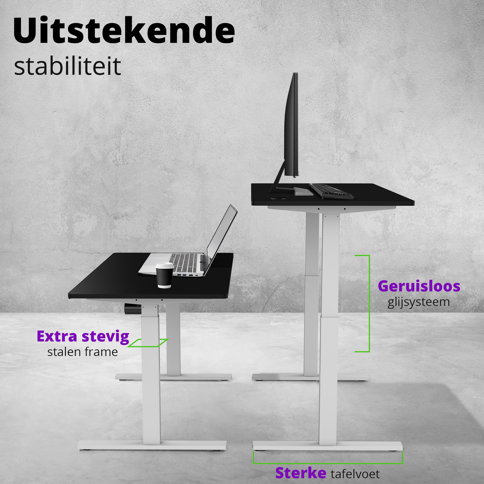 E-base elektrisch zit-sta bureau 140x70