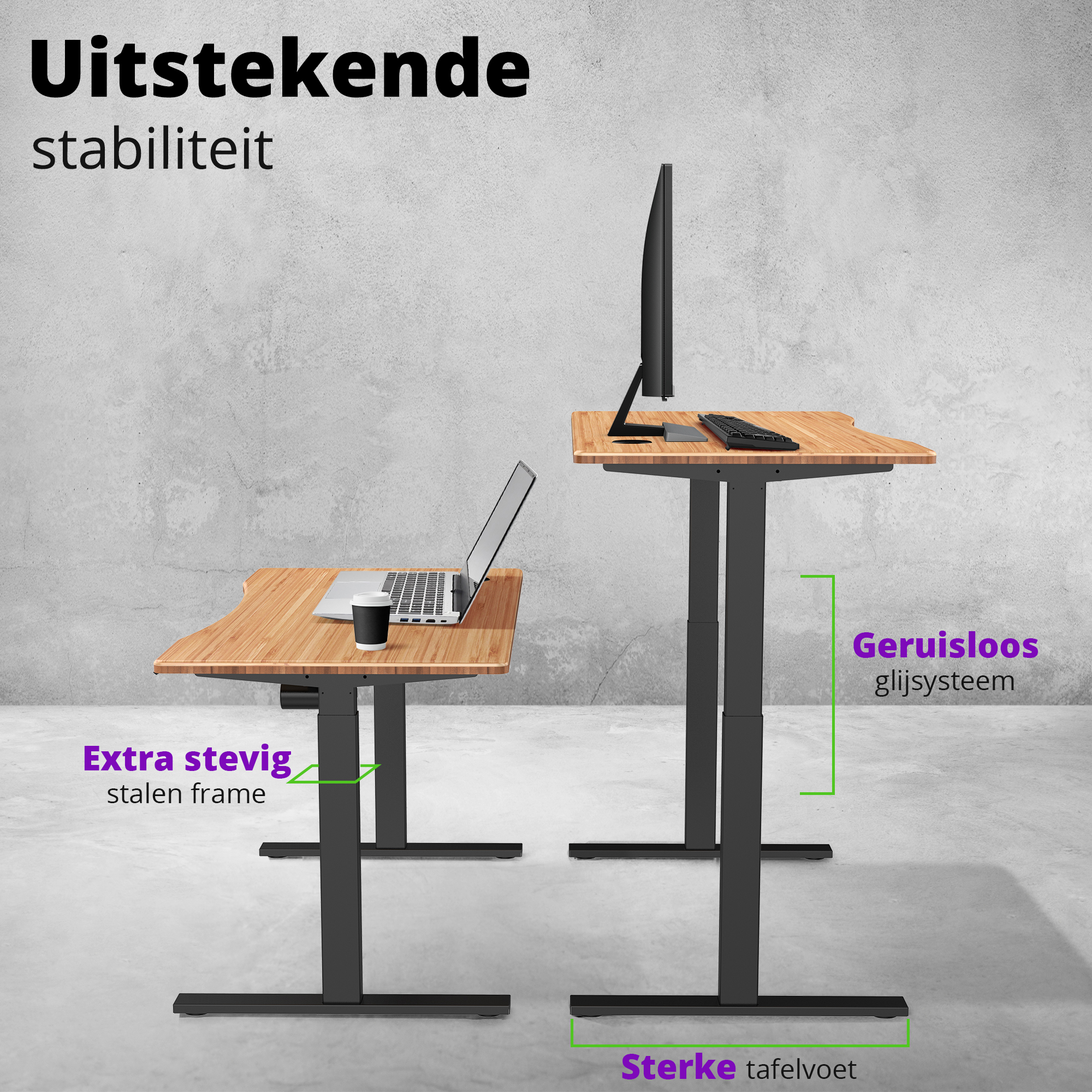 E-base elektrisch zit-sta bureau 140x70