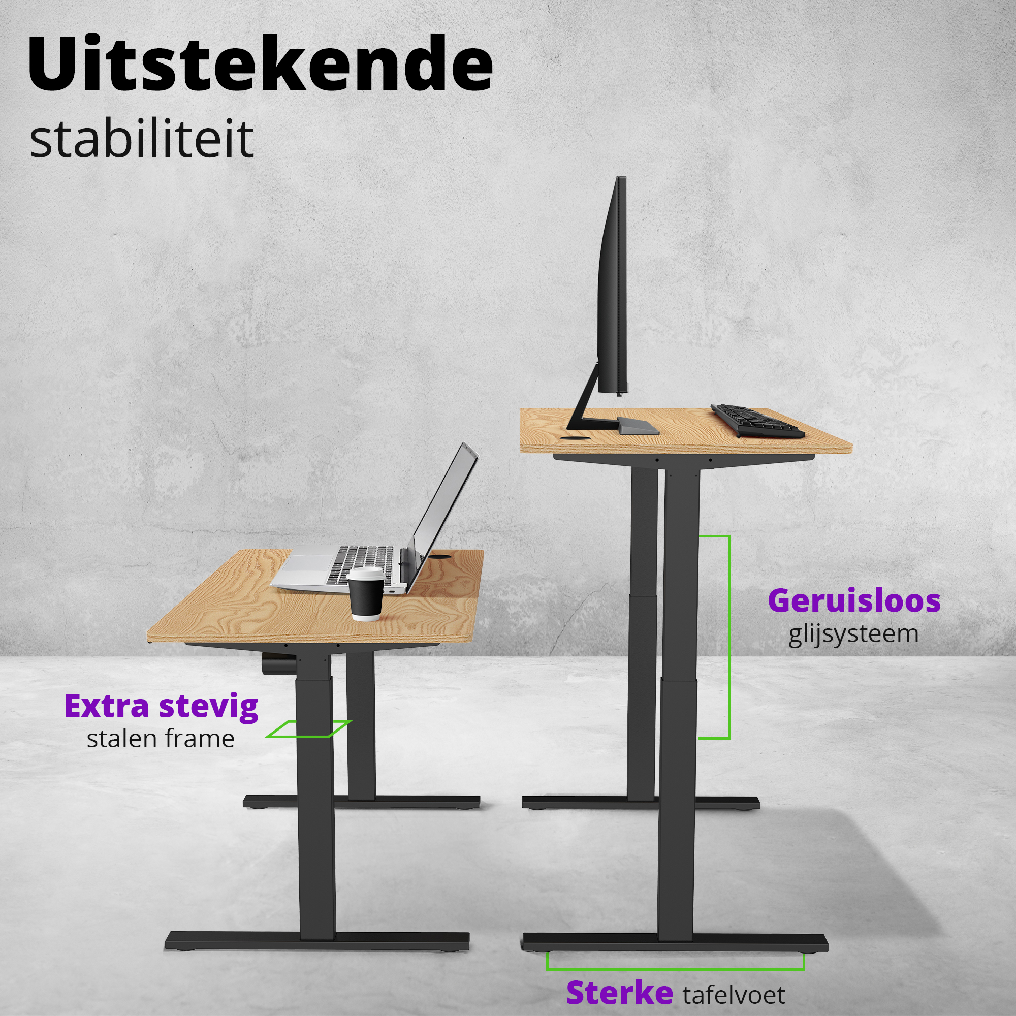 E-base elektrisch zit-sta bureau 140x70