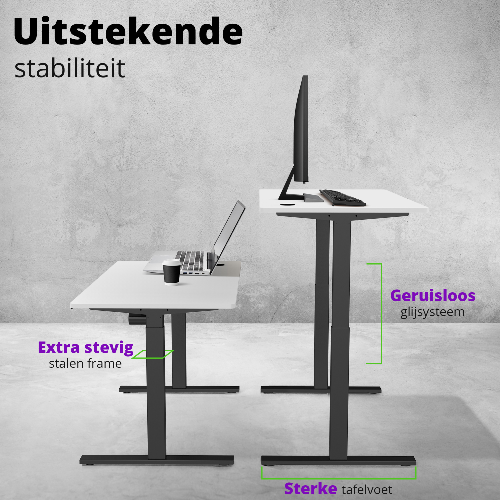 E-base elektrisch zit-sta bureau 140x70