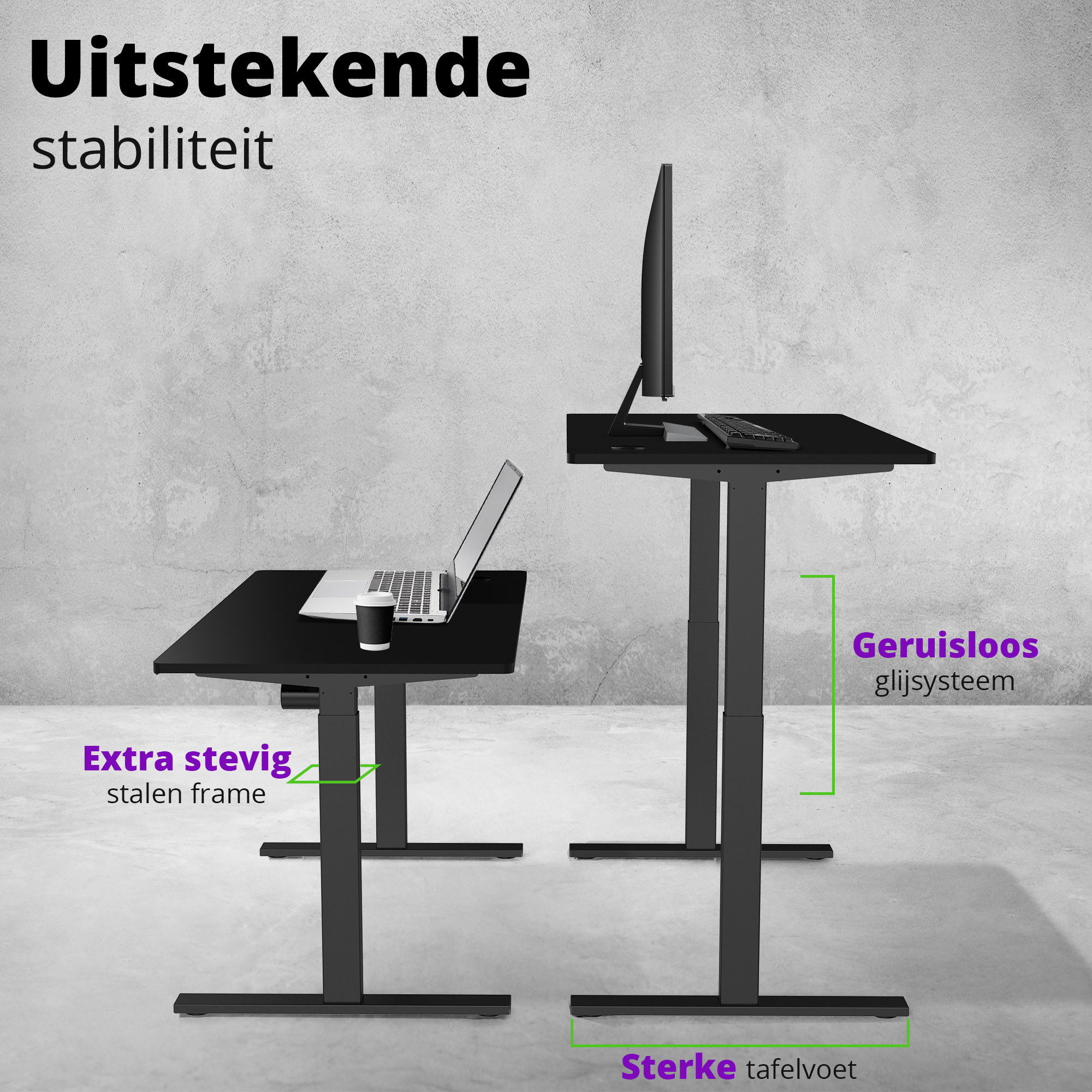 E-base elektrisch zit-sta bureau 140x70