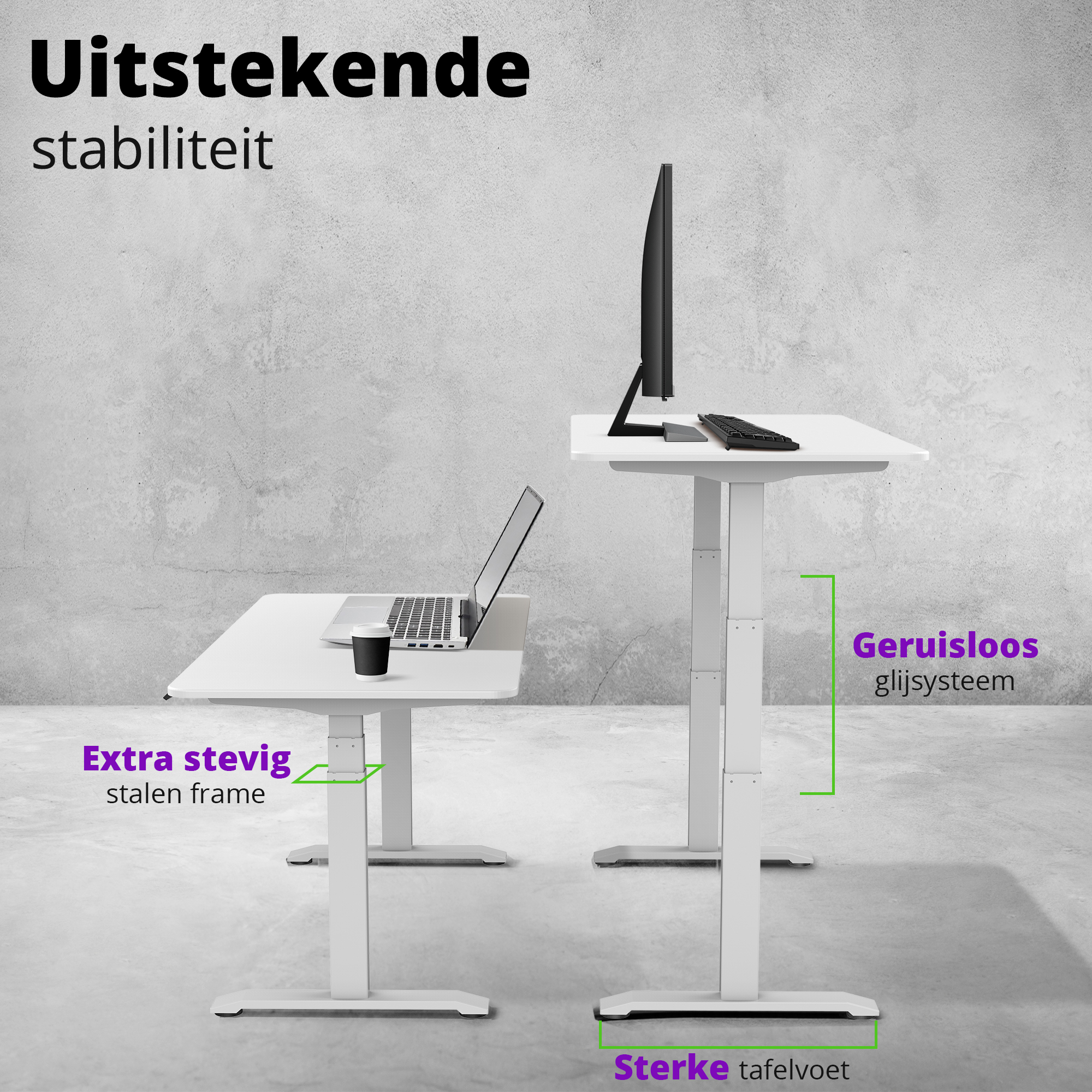 E-dual elektrisch zit-sta bureau 140x70