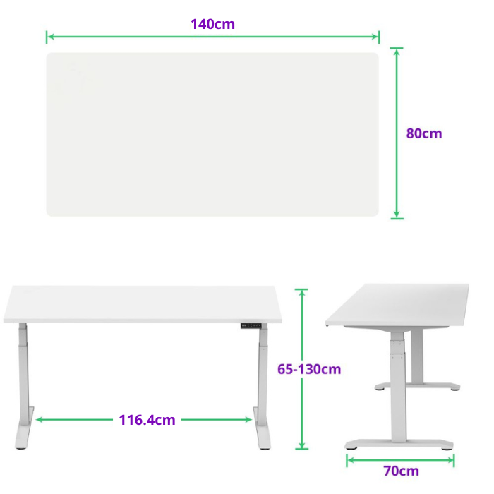 E-dual elektrisch zit-sta bureau 140x80 NPR