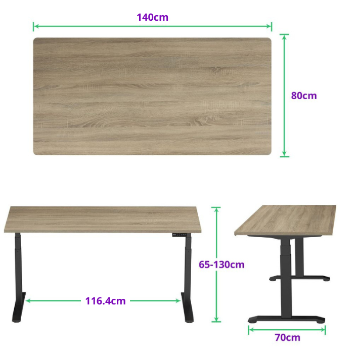 E-dual elektrisch zit-sta bureau 140x80 NPR