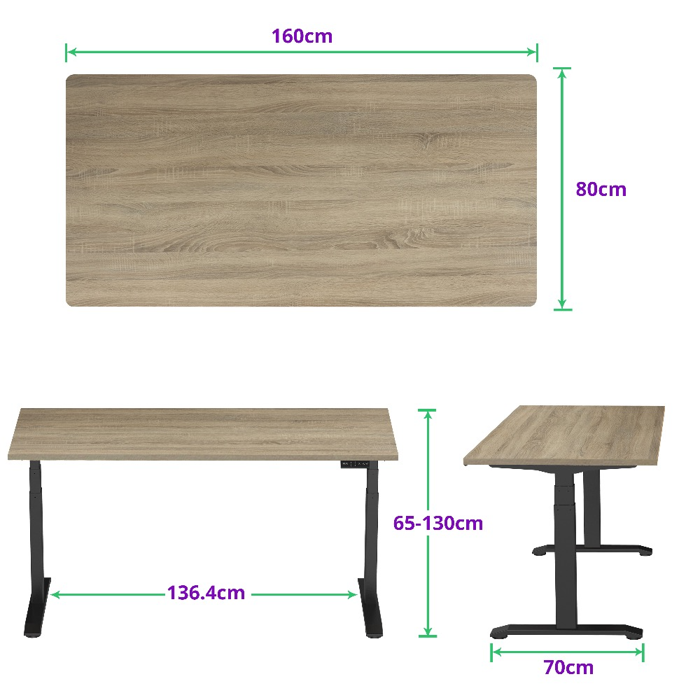 E-dual elektrisch zit-sta bureau 160x80 NPR