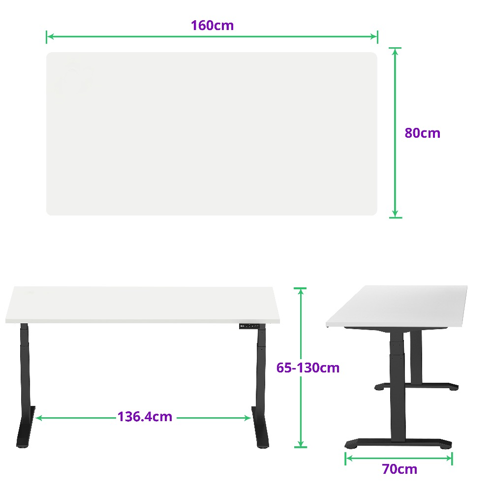 E-dual elektrisch zit-sta bureau 160x80 NPR
