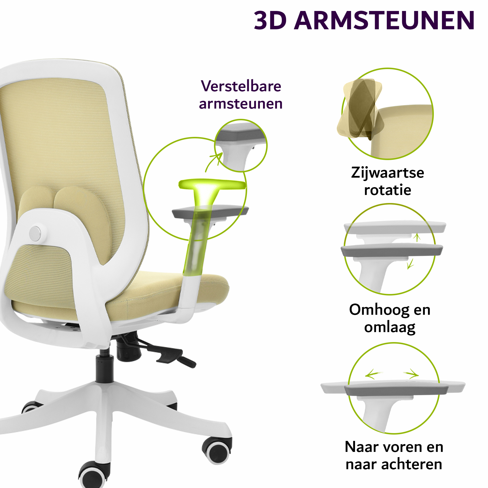 Liva Bureaustoel Beige Wit NEN-1335