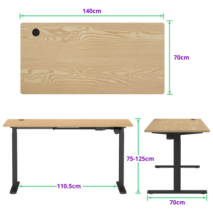 E-base elektrisch zit-sta bureau 140x70