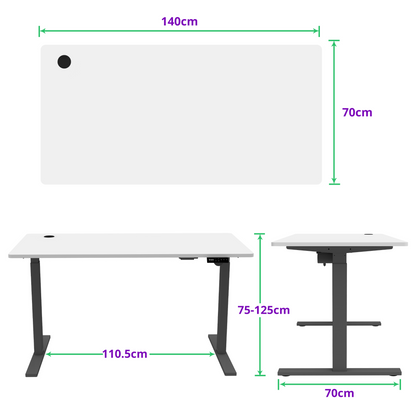 E-base elektrisch zit-sta bureau 140x70