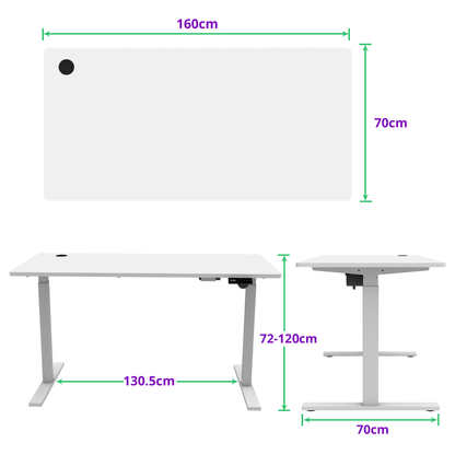 E-base elektrisch zit-sta bureau 160x70