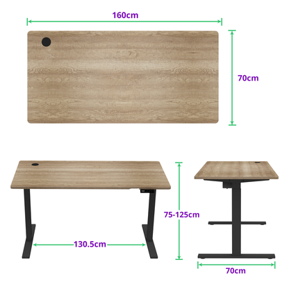 E-base elektrisch zit-sta bureau 160x70