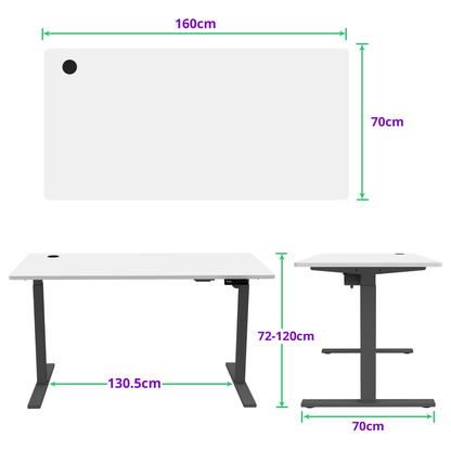 E-base elektrisch zit-sta bureau 160x70