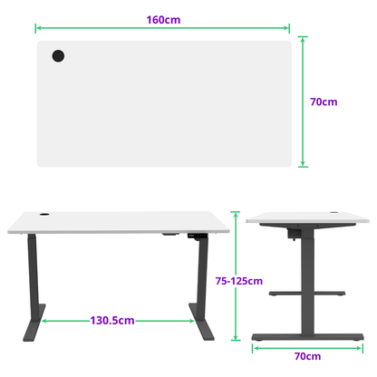 E-base elektrisch zit-sta bureau 160x70
