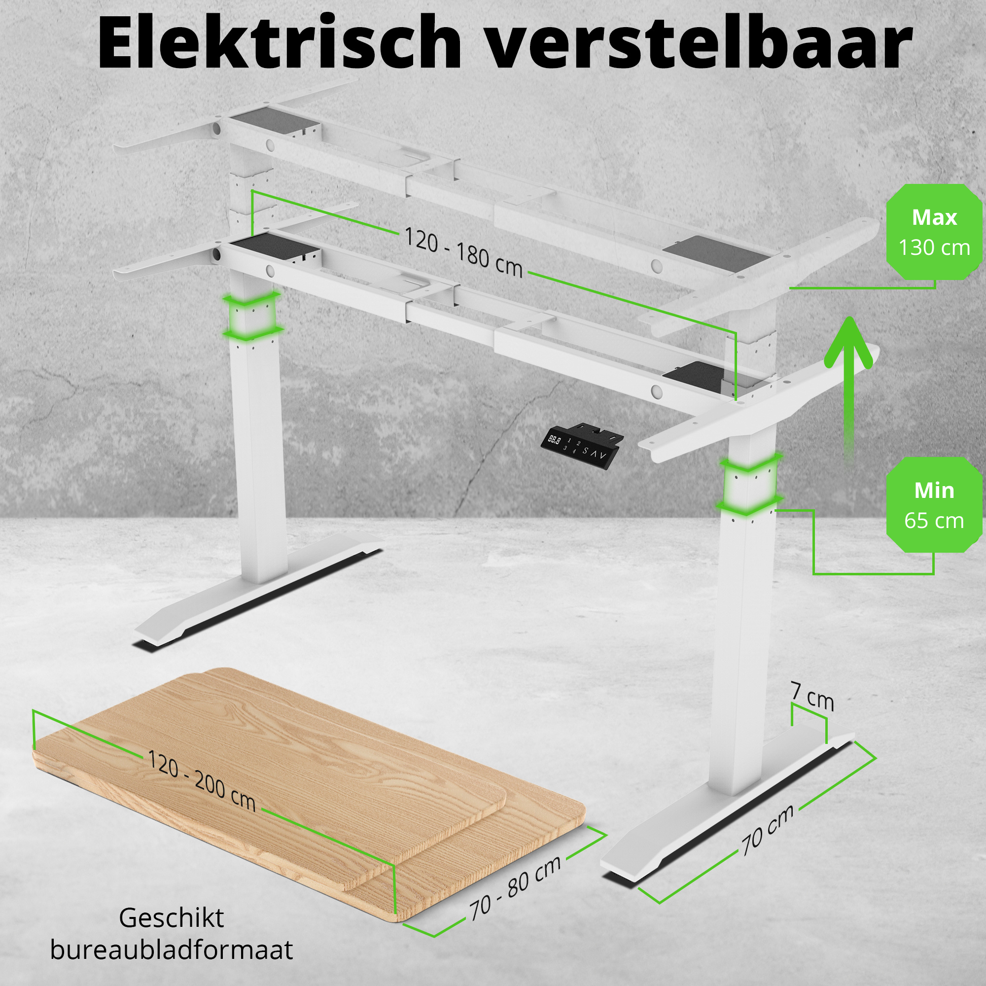 E-dual elektrisch zit-sta bureau 180x80 NPR