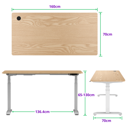 E-dual elektrisch zit-sta bureau 160x70