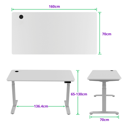 E-dual elektrisch zit-sta bureau 160x70