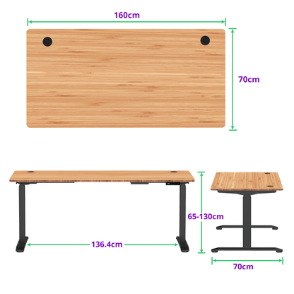 E-dual elektrisch zit-sta bureau 160x70