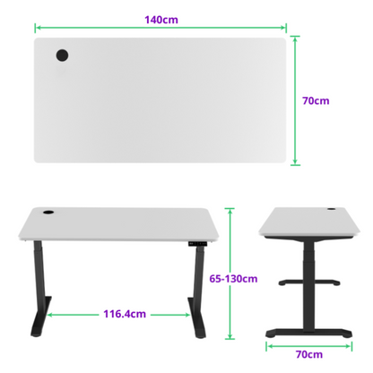 E-dual elektrisch zit-sta bureau 140x70