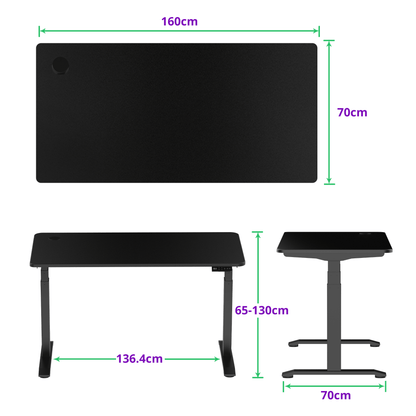 E-dual elektrisch zit-sta bureau 160x70