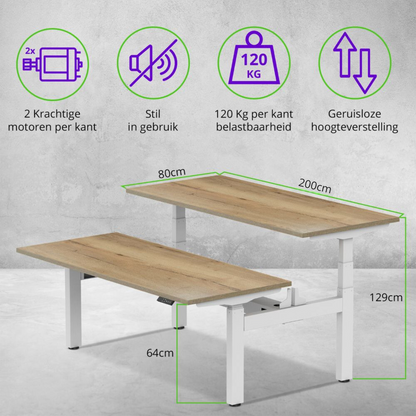 E-duo elektrisch zit-sta bureau 200×80