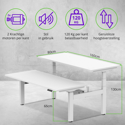 E-duo elektrisch zit-sta bureau 160×80