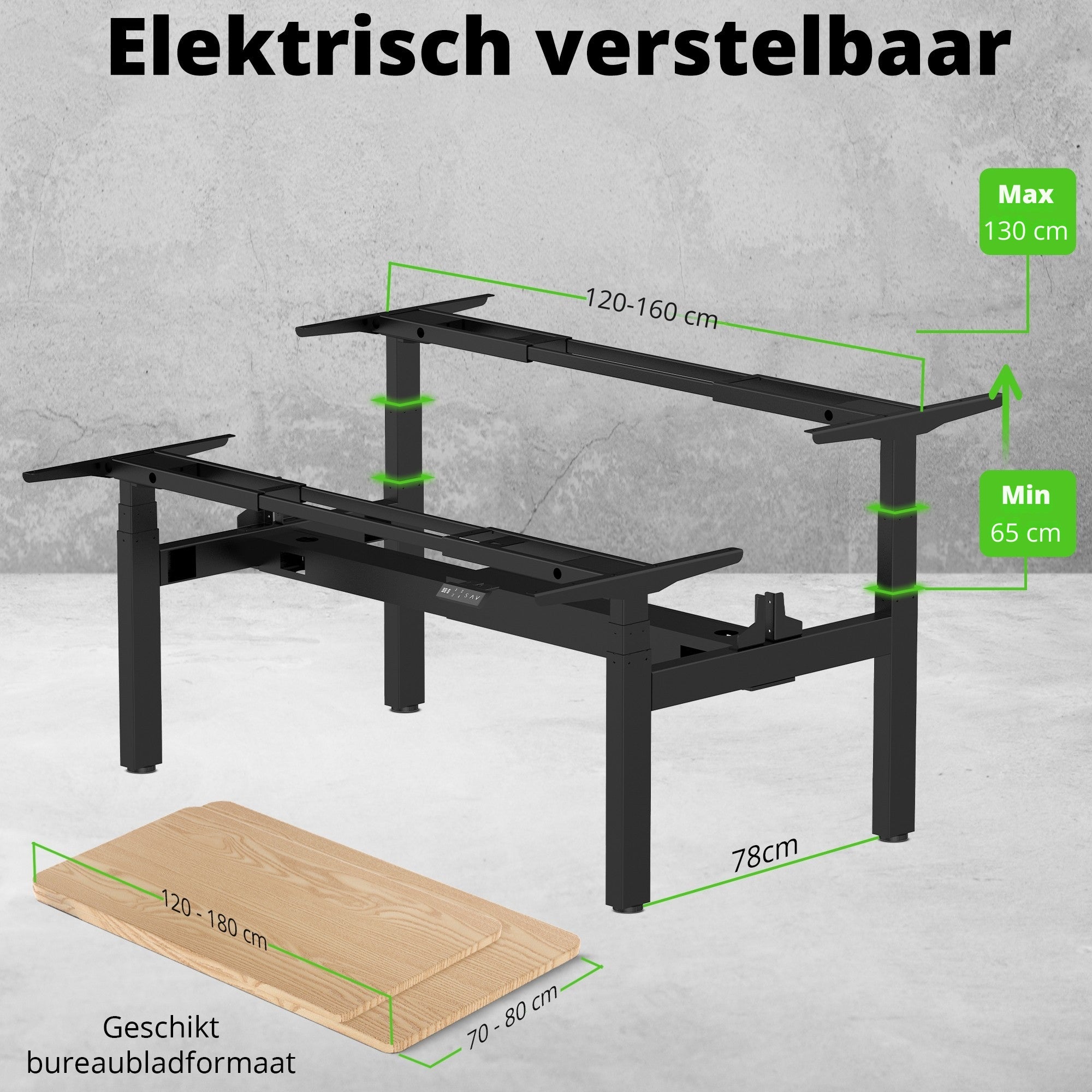 E-duo elektrisch zit-sta bureau 140×80