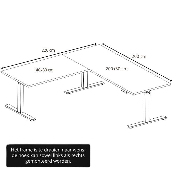 E-fit zit-sta hoekbureau 220x200x80 NPR