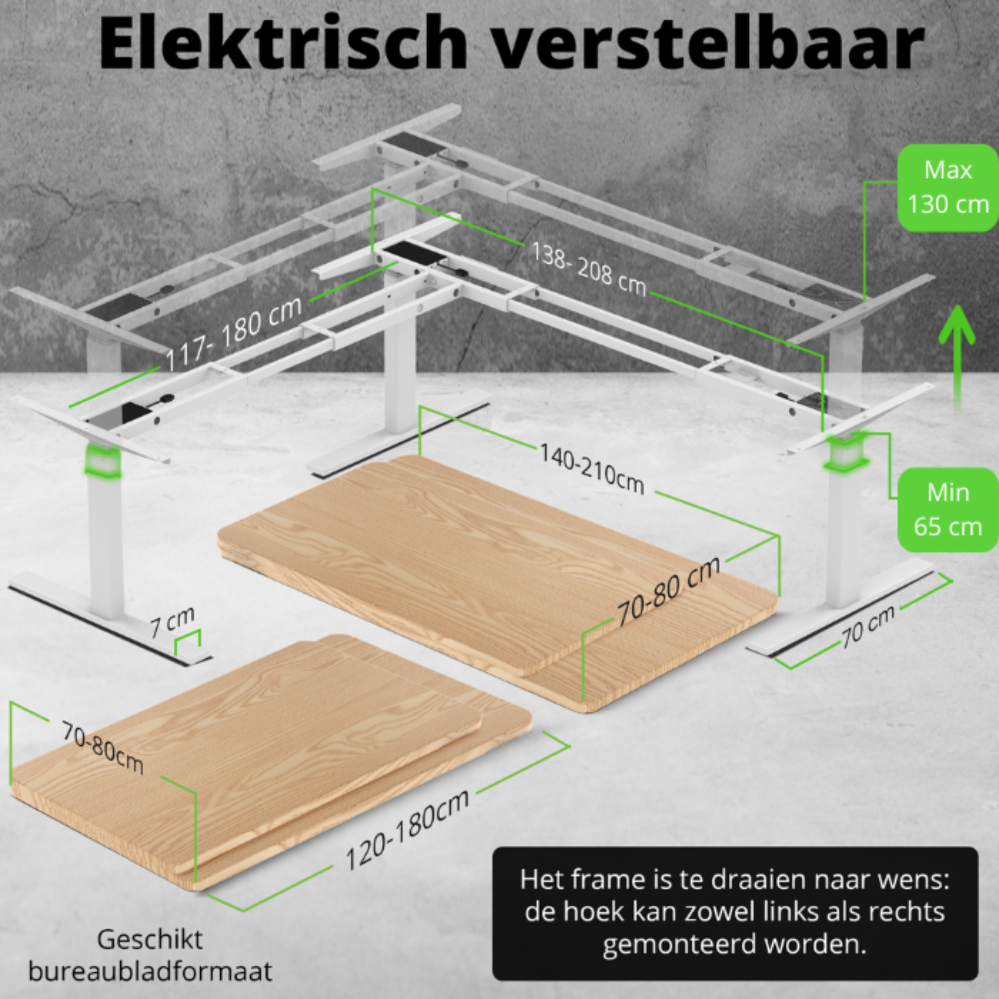 E-fit elektrisch verstelbaar hoekonderstel