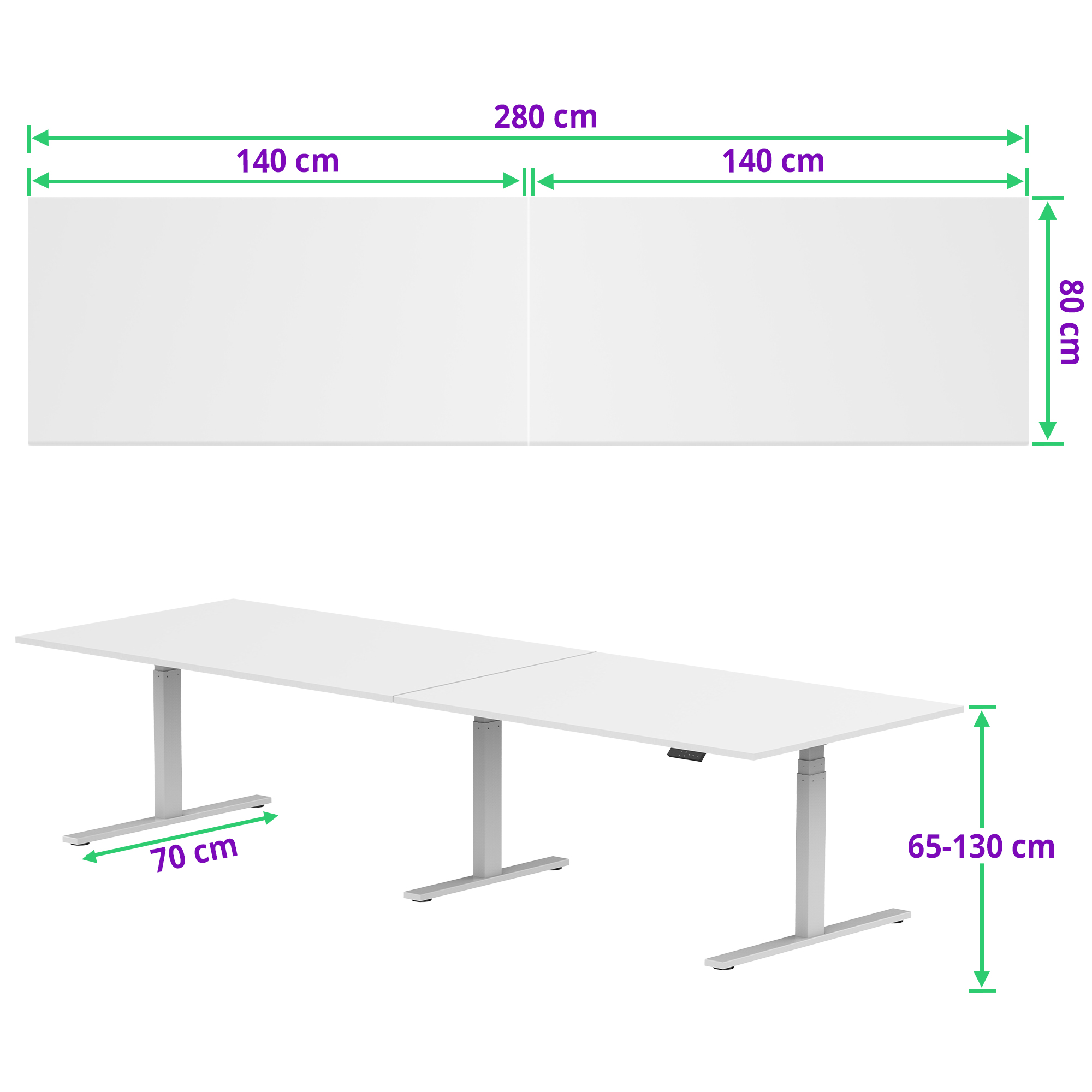 E-fit zit-sta vergadertafel 280x80 NPR