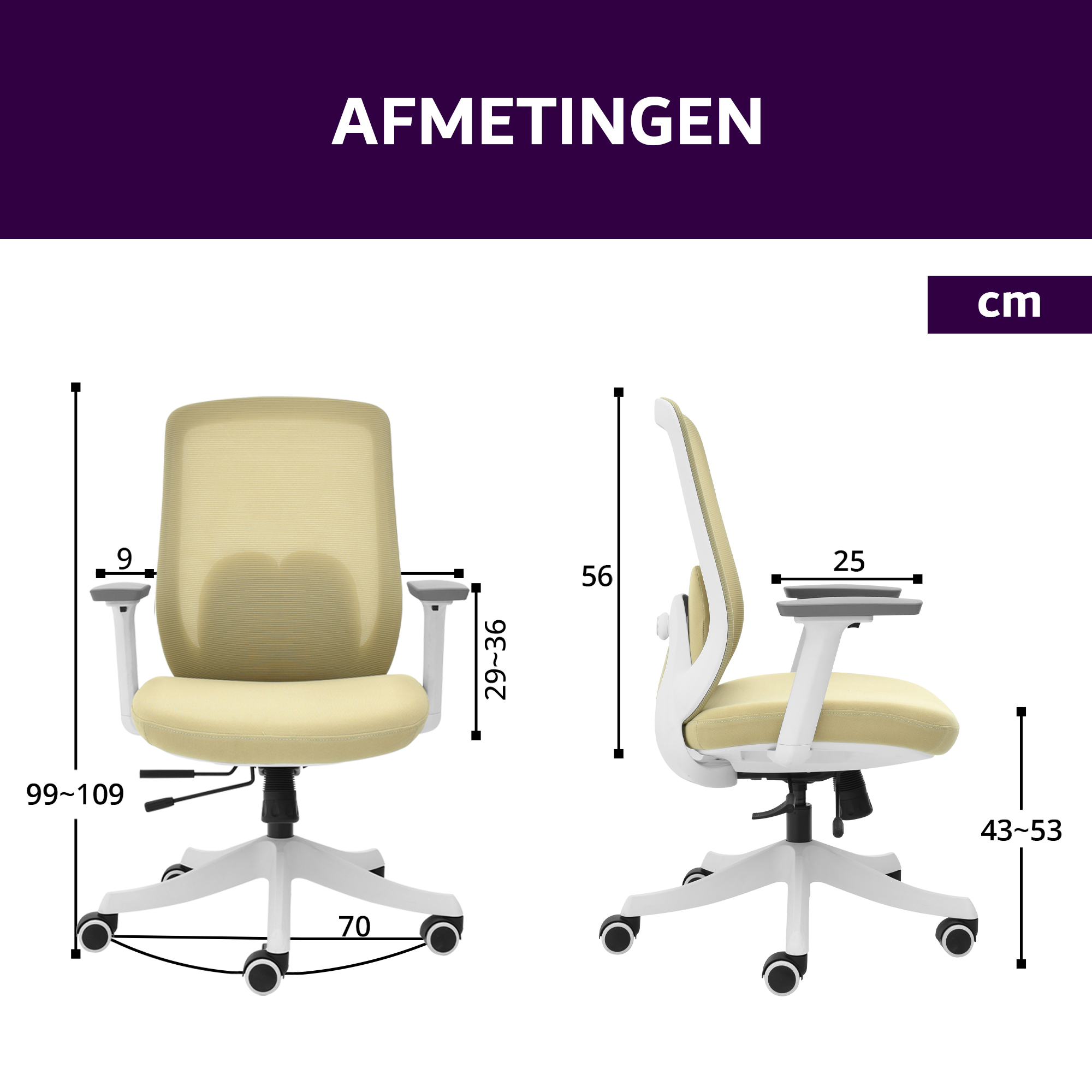 Liva Bureaustoel Beige Wit NEN-1335