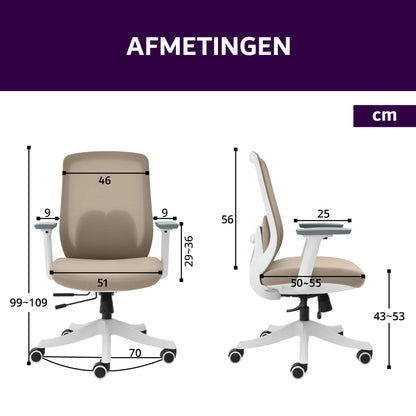 Liva Bureaustoel Beige Wit NEN-1335