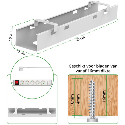 Kabelgoot zit-sta bureau 60 cm