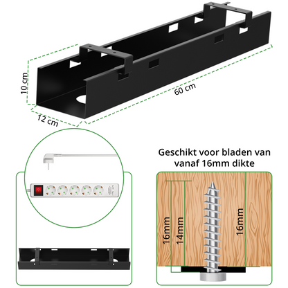 Kabelgoot zit-sta bureau 60 cm