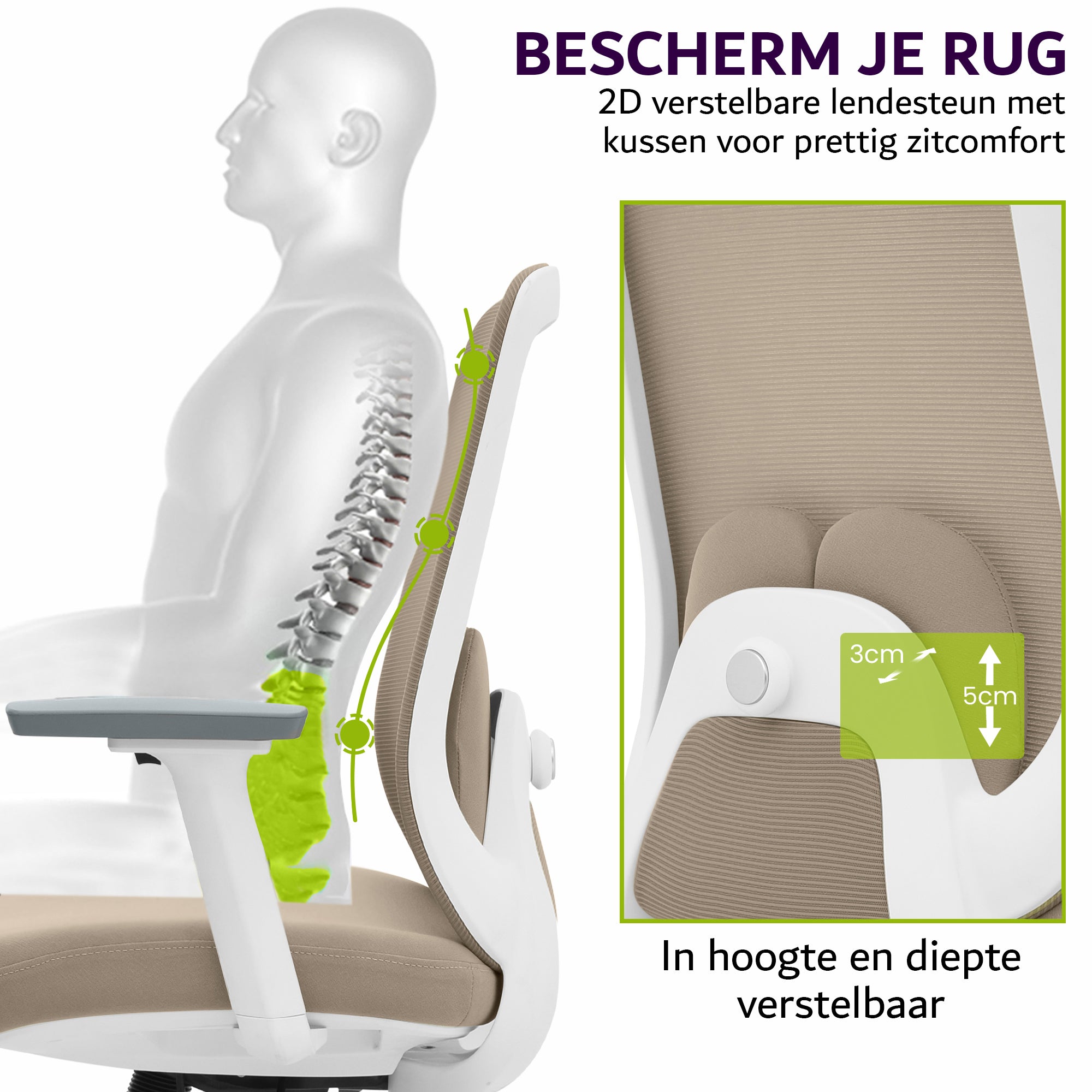 Liva Bureaustoel Beige Wit NEN-1335