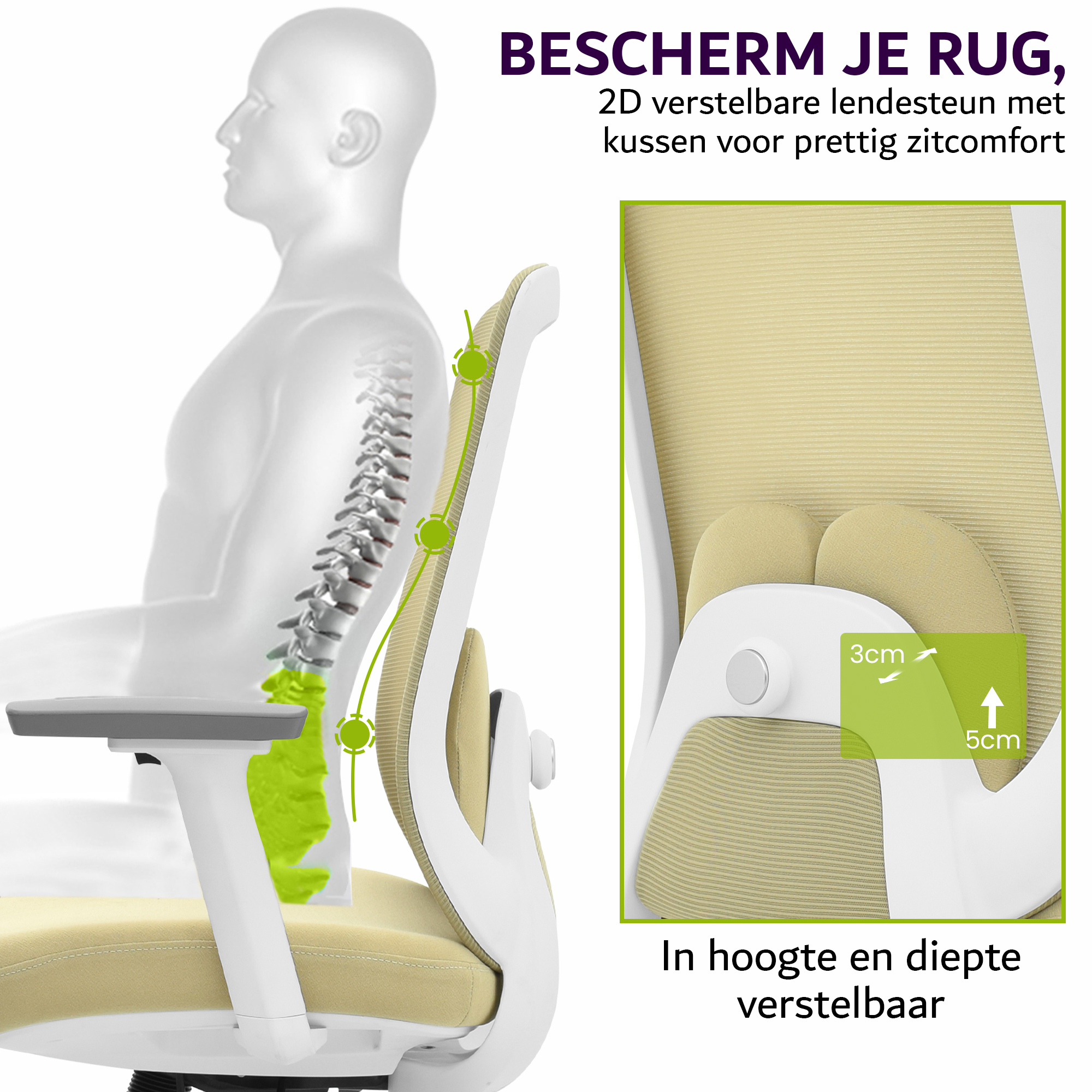 Liva Bureaustoel Beige Wit NEN-1335