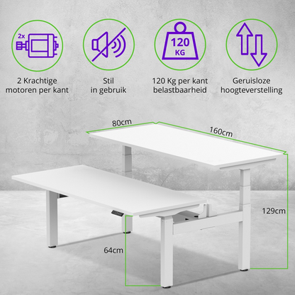 E-duo elektrisch zit-sta bureau 160×80