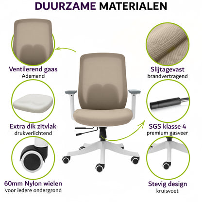 Liva Bureaustoel Beige Wit NEN-1335