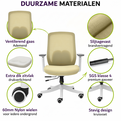 Liva Bureaustoel Beige Wit NEN-1335