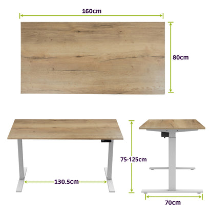 E-base elektrisch zit-sta bureau 160x80