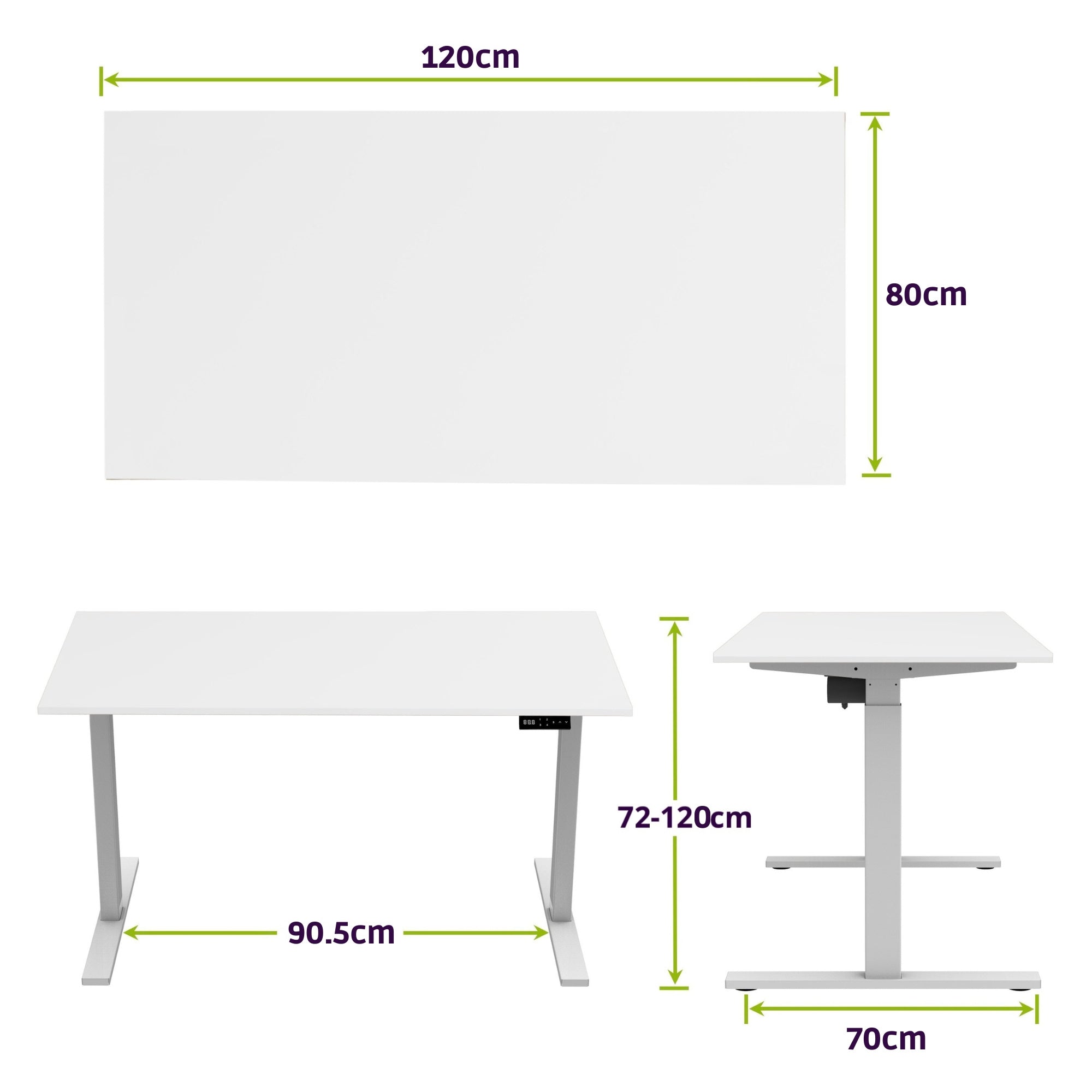 E-base elektrisch zit-sta bureau 120x80