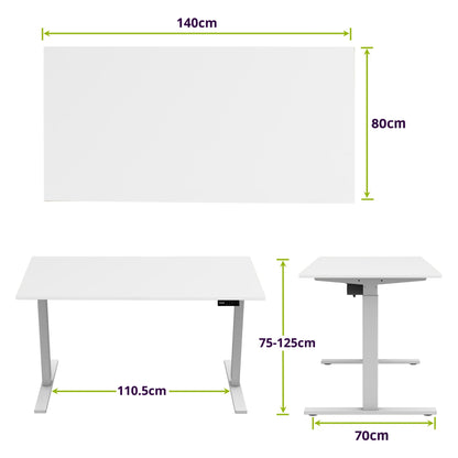 E-base elektrisch zit-sta bureau 140x80
