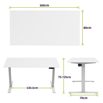 E-base elektrisch zit-sta bureau 160x80