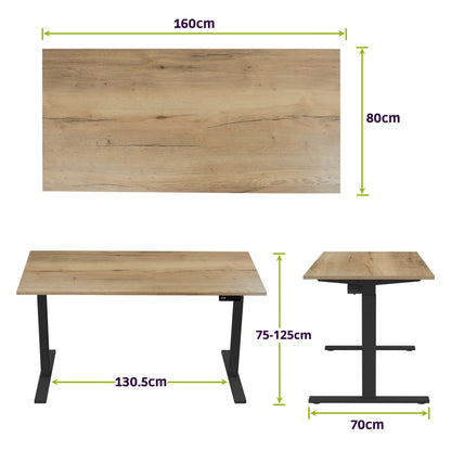 E-base elektrisch zit-sta bureau 160x80